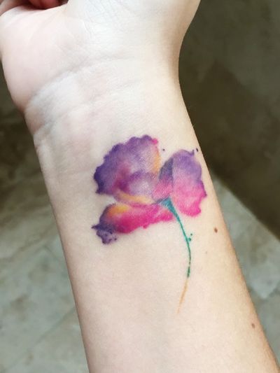 #watercolor #flower #poppy #wrist #purple