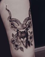Illustrative Antelope Thigh Tattoo