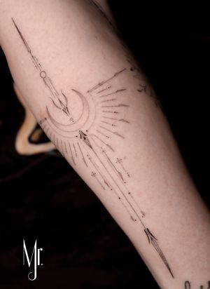 Ornamental moon 🌙 fineline tattoo by mr.j 