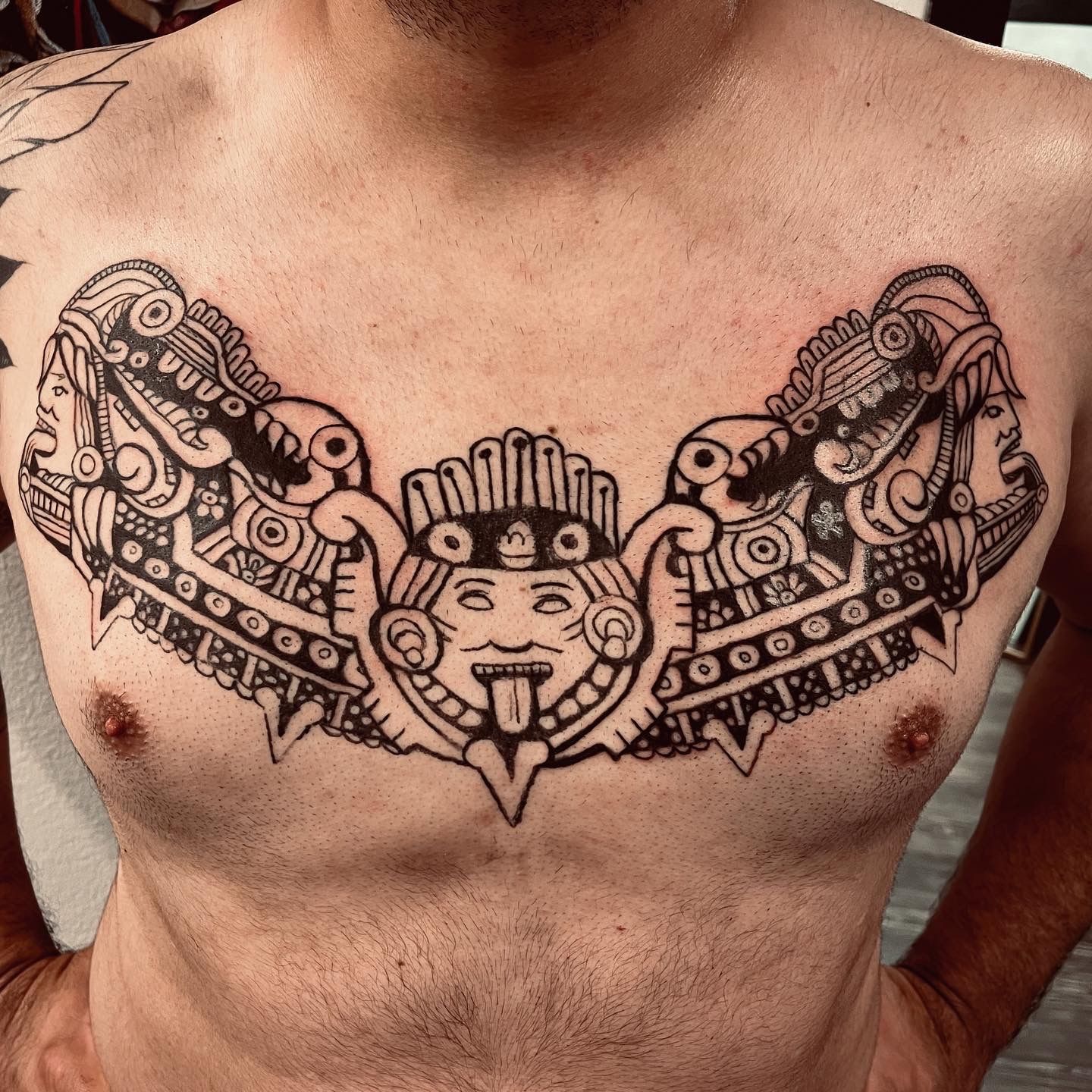 Chest Aztec Tattoo by Antonio Mejia  Tattoo Insider