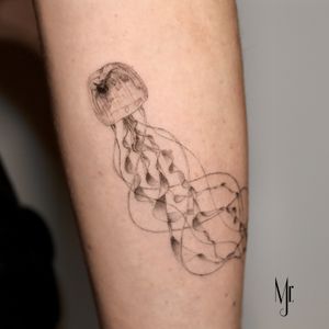 Jellyfish fineline tattoo by mr.j 
