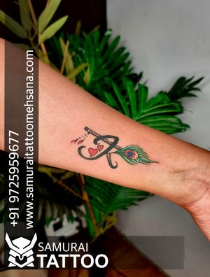 K font with feather tattoo |K logo tattoo |K font tattoo design