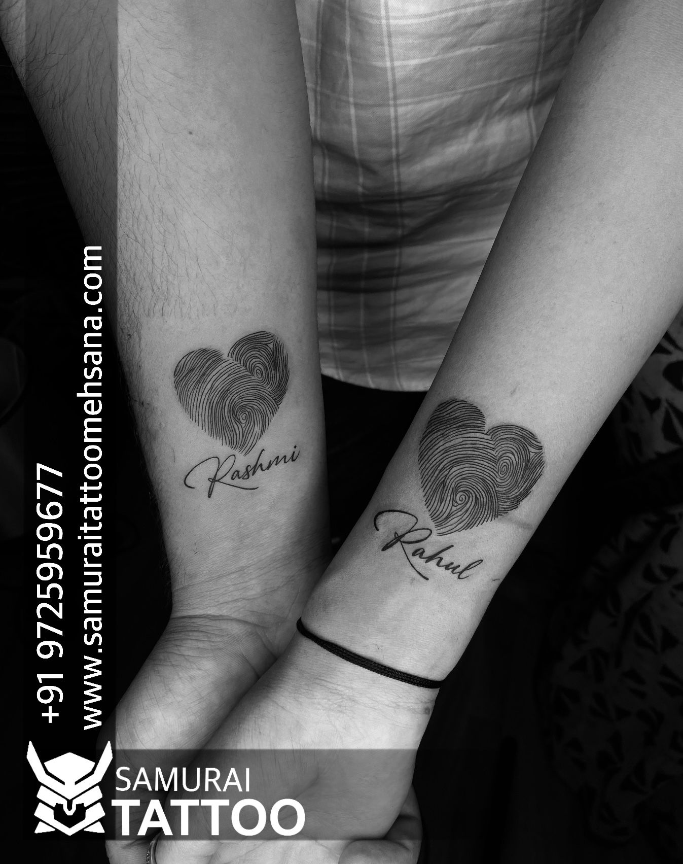 heart tattoos on hand for couples