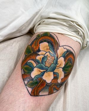 Beautiful illustrative flower design by Sofia, perfect for upper arm placement