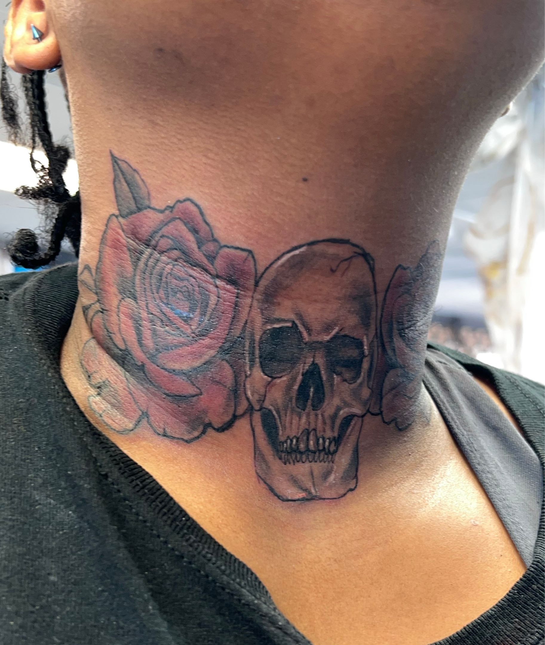 Tattoo uploaded by Axe • Custom skull rose design done in two sittings back  to back. Over 15+ hours of work . For custom work like this please send me  some info