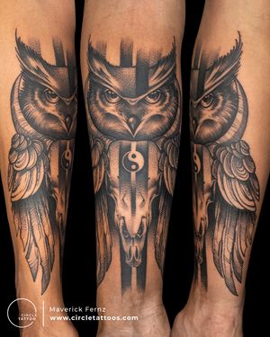 Owl Tattoo done by Maverick Fernz at Circle Tattoo