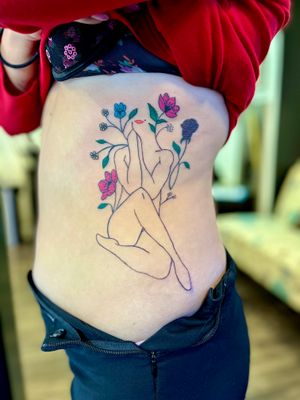 Flower lady line tattoo