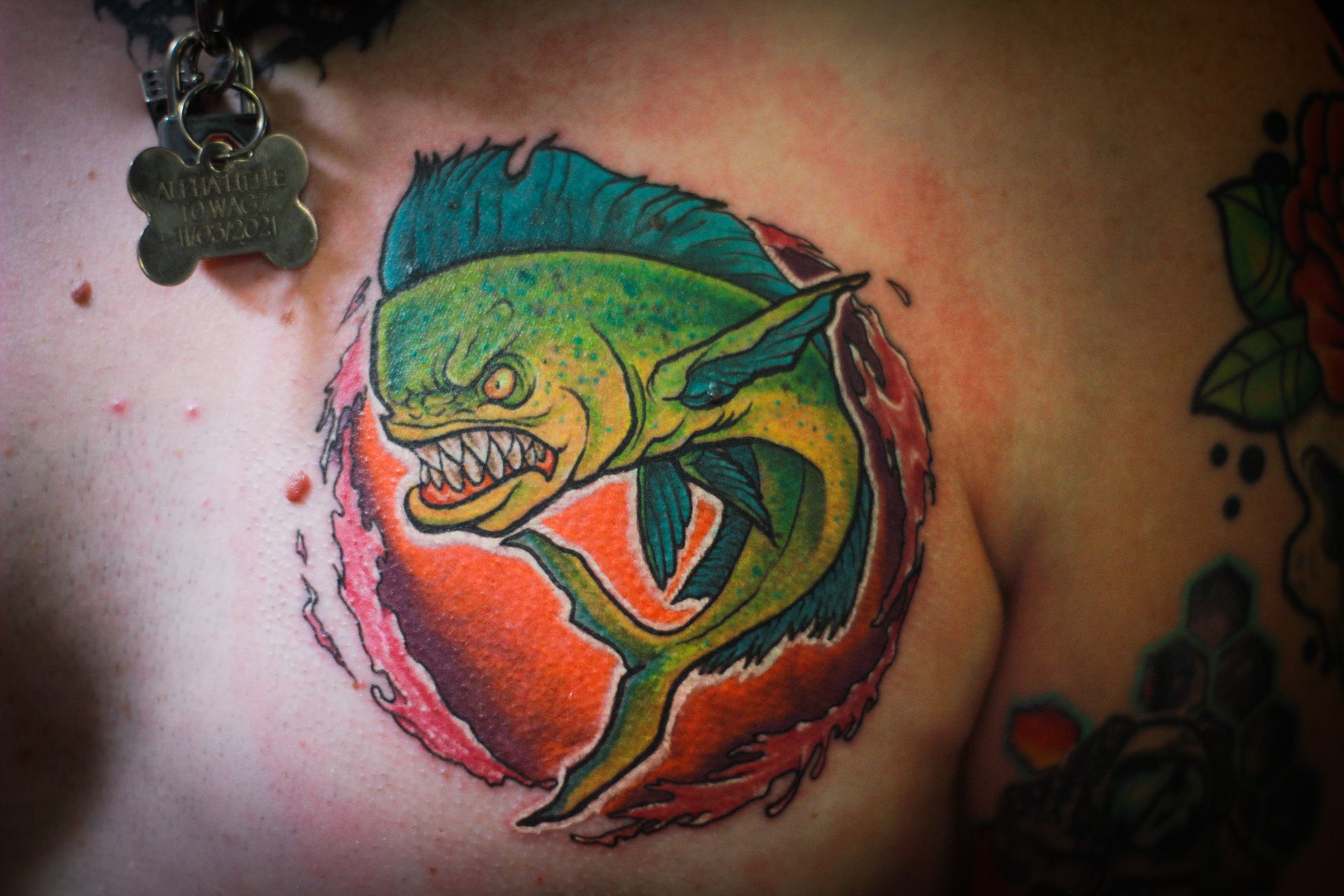 Mahi MahiDolphin Fish Half Sleeve by Timothy B Boor TattooNOW