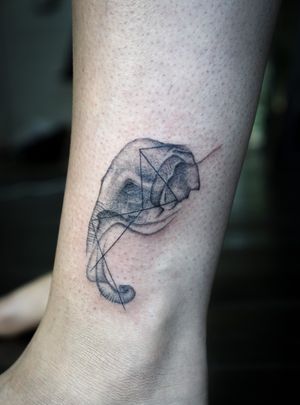 𝙄𝙂: 𝙣𝙖𝙩𝙚_𝙩𝙝𝙖𝙞𝙡𝙖𝙣𝙙 🌿 Blackwork micro realistic elephant tattoo with flow and geometric fine lines by a tattoo artist in Chiang Mai, Thailand