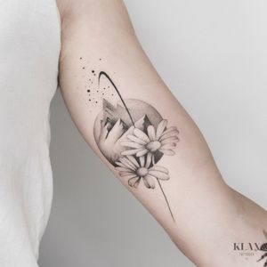 Landscape / Mountain / Flower Tattoo