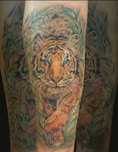 Realistic Tiger #Tiger #tigertattoo #wild #Realistic #color #colortattoo 