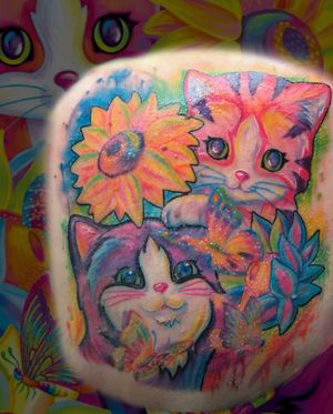 Lisa Frank Kitties #Lisafrank #color #whimsy #fantasy #cats #colortattoo #illustrative