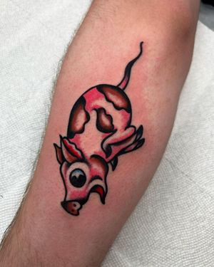 Unique pig design by tattoo artist Andre Bertoncin, beautifully crafted in illustrative style on the forearm.