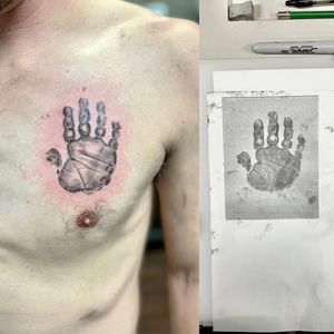 Memorial hand print tattoo