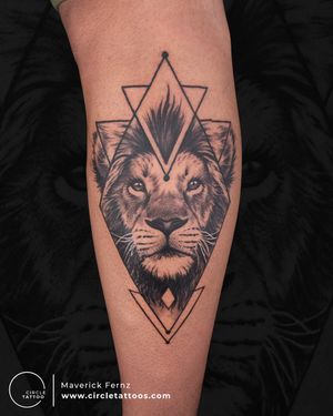 Lion Tattoo done by Maverick Fernz at Circle Tattoo Studio