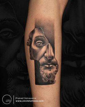 Marcus Aurelius Tattoo done by Prasad Sonawane at Circle Tattoo Studio
