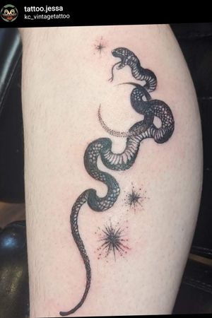 Mamba snake tattoo by Jessica McAteer or @tattoo.jessa