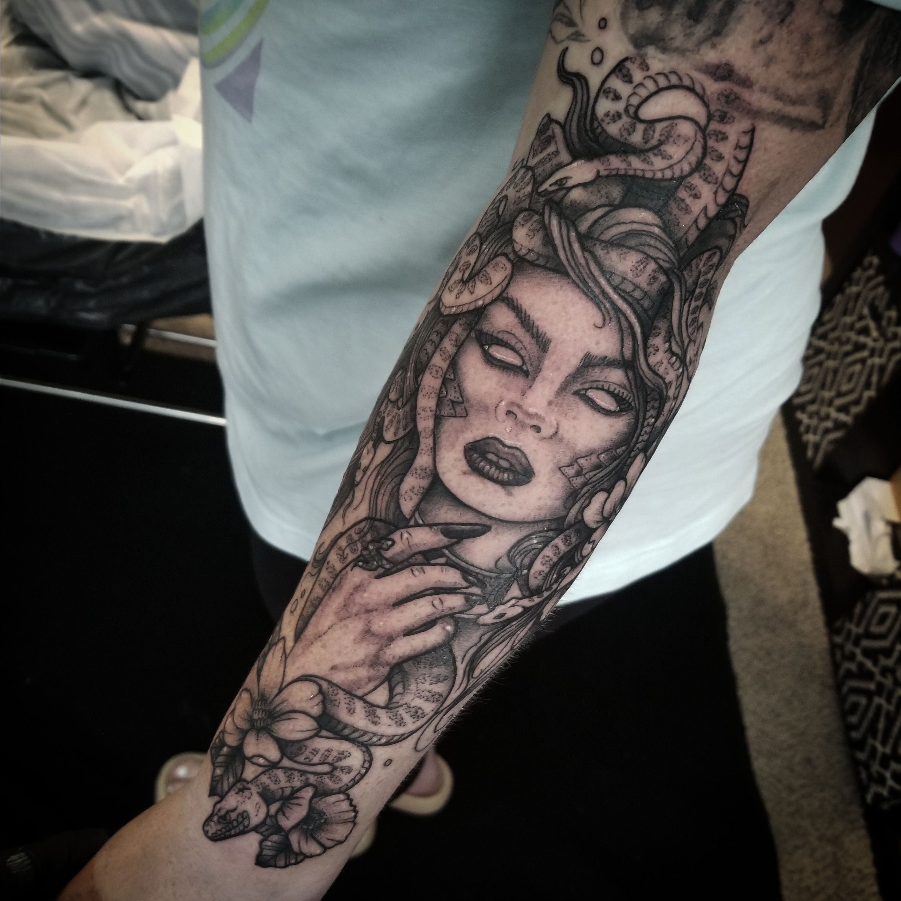 Custom Medusa on inner forearm  femaletattooartist tattoos    TikTok
