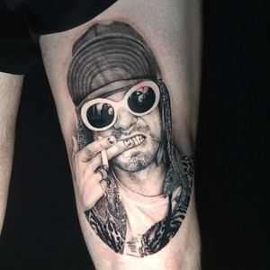 Had the best time tattooing this Kurt Cobain portrait on my friend !