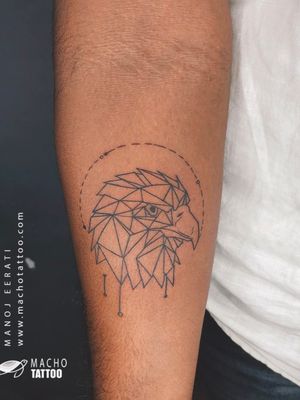 Geometric Eagle Line art Tattoo by Macho tattoos https://machotattoo.com/
