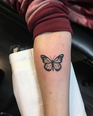 This illustrative blackwork butterfly tattoo on the forearm was done by Natalie Lucia. A stunning and unique piece of art!