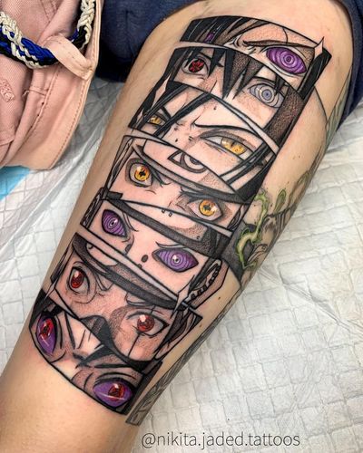 Get inked with a vibrant and detailed Naruto design on your upper arm by Nikita Jade Morgan. Embrace your inner ninja!