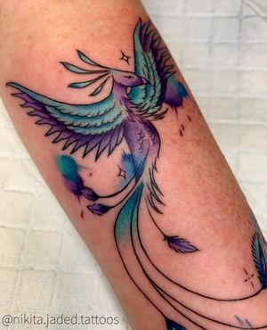 Let Nikita Jade Morgan bring this illustrative watercolor phoenix to life with bold colors and intricate details.