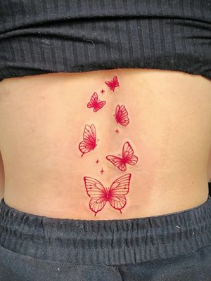  Personalized Tattoo Design butterflies in red. 7RL cartridge, red dragon solid ink 