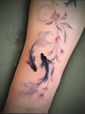 Koi fish tattoo in watercolor style. 
#watercolor #fish #karenm
