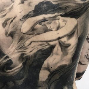 Detail of full back  black and grey realism
