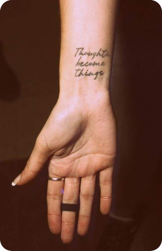 Tattoo uploaded by SarahisNifty • Thoughts Become Things. Album title (and  great saying) of my favorite DJ Markus Schulz as Dakota. • Tattoodo