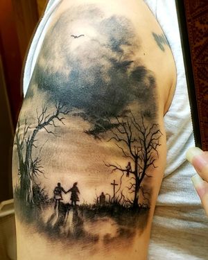 A Mashup of my two fav "Scary Stories to Tell in the Dark" sketches. Done by Josh Ruff at Renaissance Tattoo in Endicott. Took about 5.5hrs..