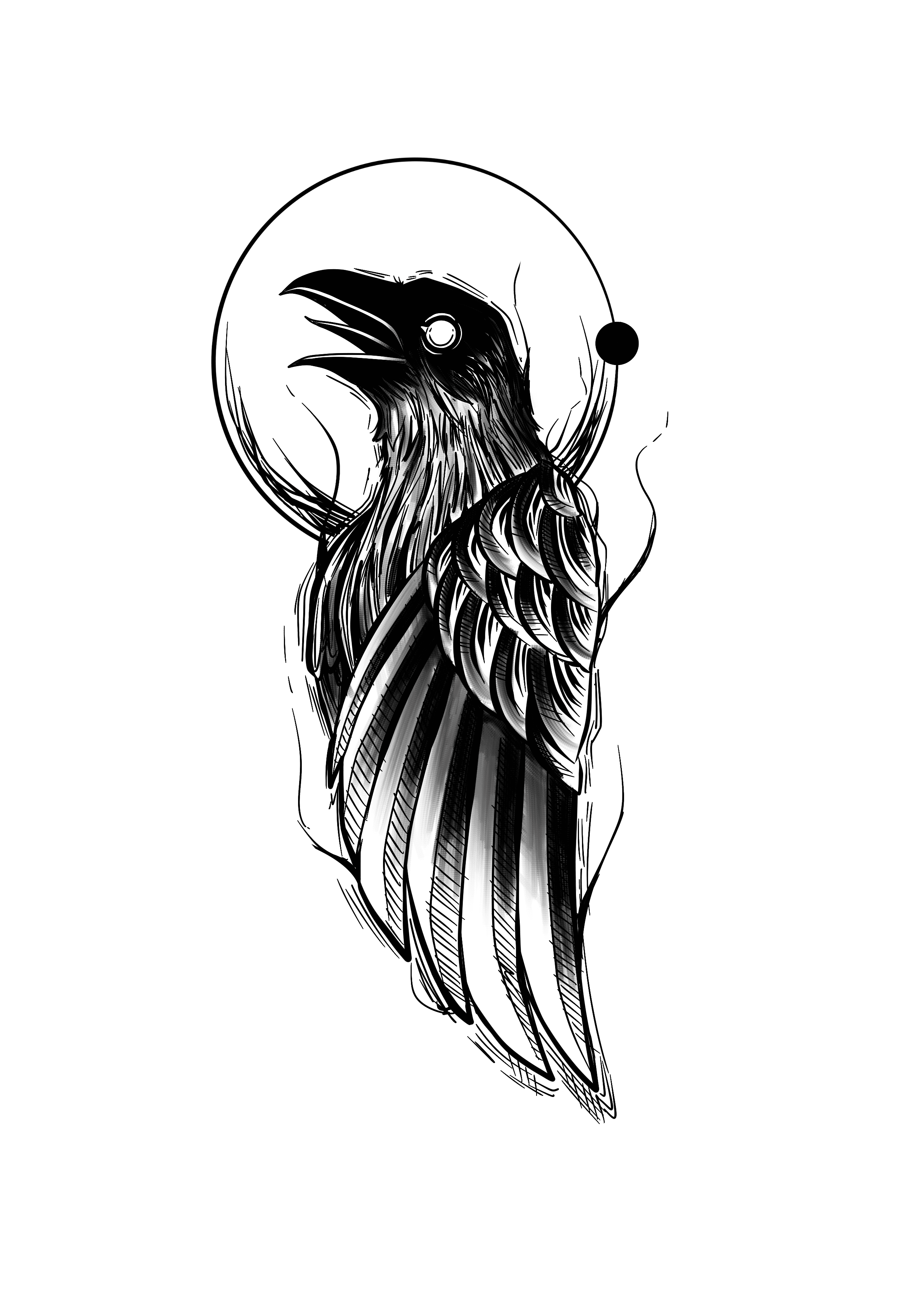 Tattoo Design line sketch of a crow Raven bold strong  Stable Diffusion   OpenArt