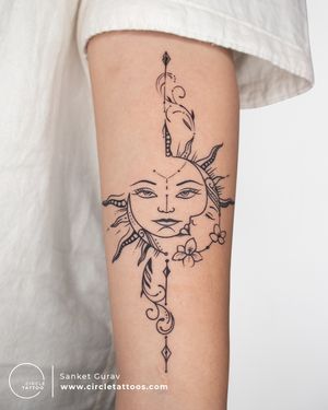 Sun and moon tattoo done by Sanket Gurav at Circle Tattoo Studio
