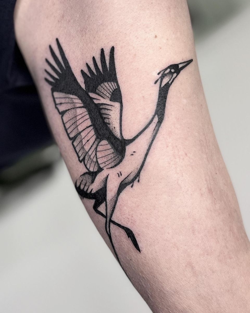 Tattoo uploaded by Christian Eisenhofer • Kranich Tattoo by Christian ...