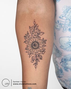 Sunflower Tattoo done by Sanket Gurav at Circle Tattoo Studio