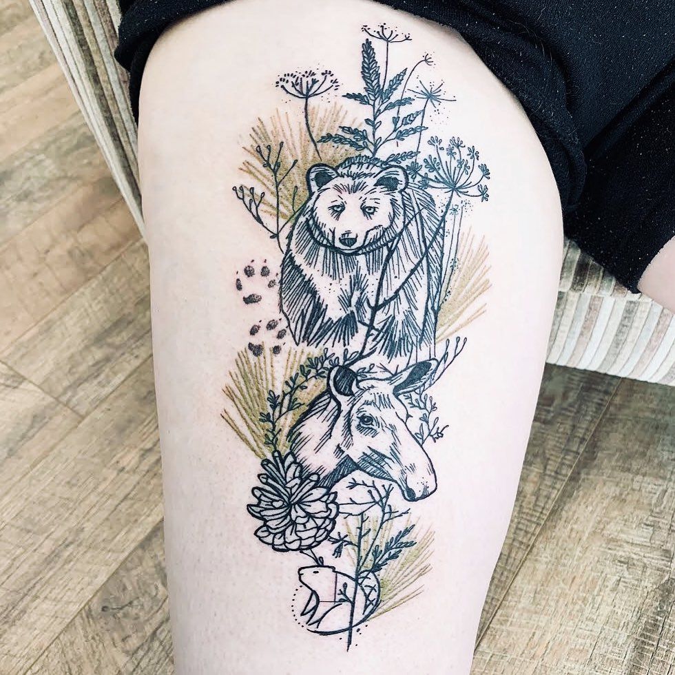 Bear Tattoo: 45 Most Amazing Bear Tattoo Ideas You Have To See - Bear tattoo  is an excellent choice for nature… | Bear tattoo designs, Bear tattoo, Grey  ink tattoos