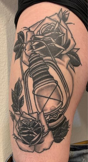 Healed Lantern with roses. 