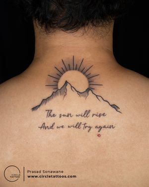 Sun & Mountain Tattoo done by Prasad Sonawane at Circle Tattoo Studio
