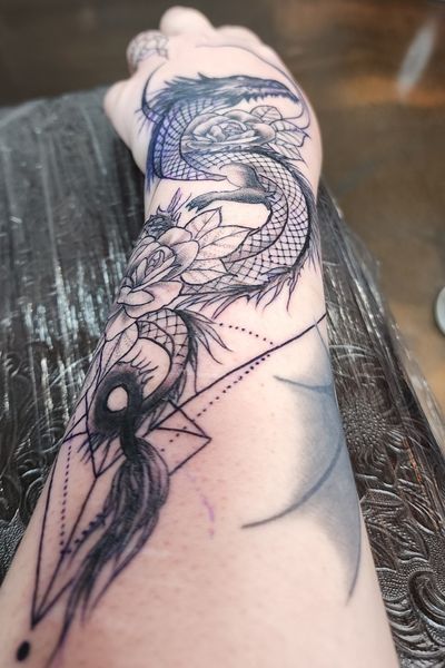 Josh Kirkpatrick at Living Art Studio in Duluth, MN does it again with my 4th lace dragon tattoo! #lacedragon #lacedragontattoo #dragon