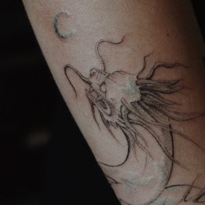 Get inked with a stunning illustrative dragon design by Alisa, perfect for your forearm. Stand out with this fierce tattoo.