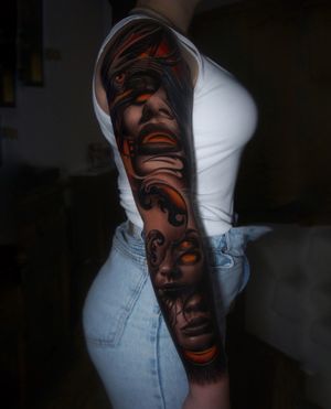 SURREALISTIC SLEEVE#portrait #realism #tattoo #art #ink #tattoo #charlyavila #blackandgrey  #surrealism #sleeve 