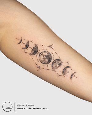 Phases of the moon tattoo done by Sanket Gurav at Circle Tattoo Studio