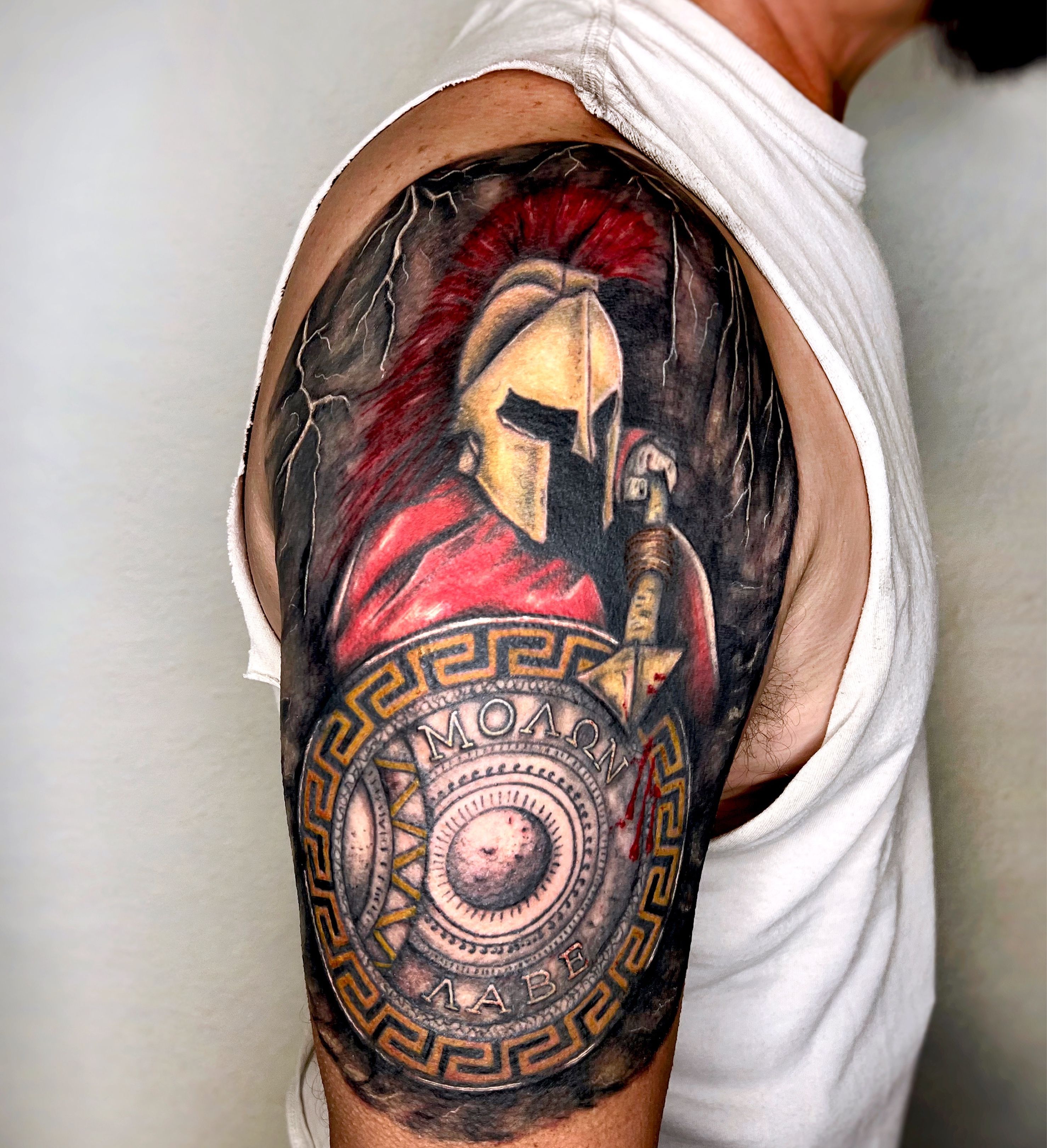 Finish full sleeve tattoo spartan 😇🙏✓ #fyp #fypシ゚viral #tattoo #tatt... |  TikTok