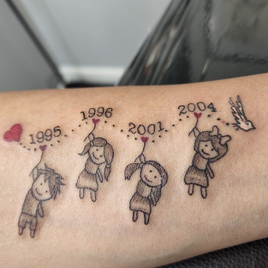 Stick Figure Family of Four Mom Dad Son Daughter Temporary Tattoo Set | eBay