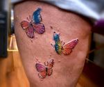 Set of watercolor butterflies.