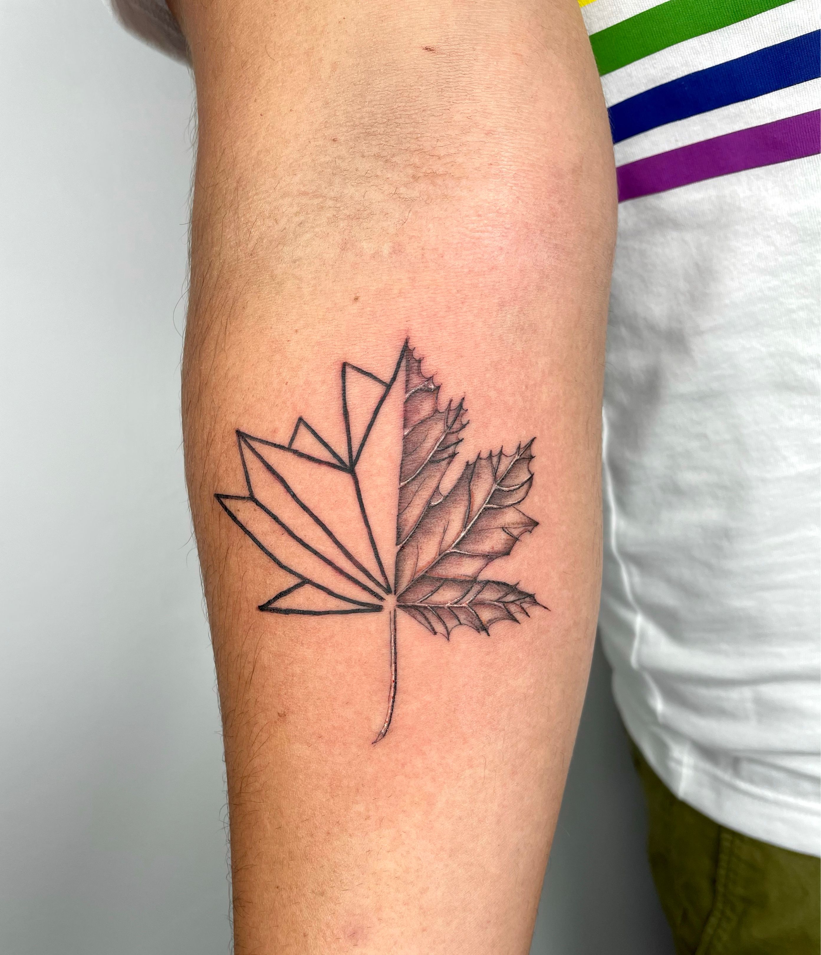 Little Tattoos — Forearm tattoo of a maple leaf. Tattoo artist: Ivy...