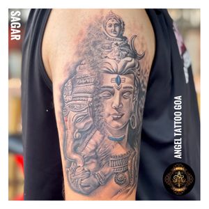 Shiva With Ganesha Tattoo By Sagar Dharoliya At Angel Tattoo Goa - Best Tattoo Artist in Goa - Best Tattoo Studio in Goa