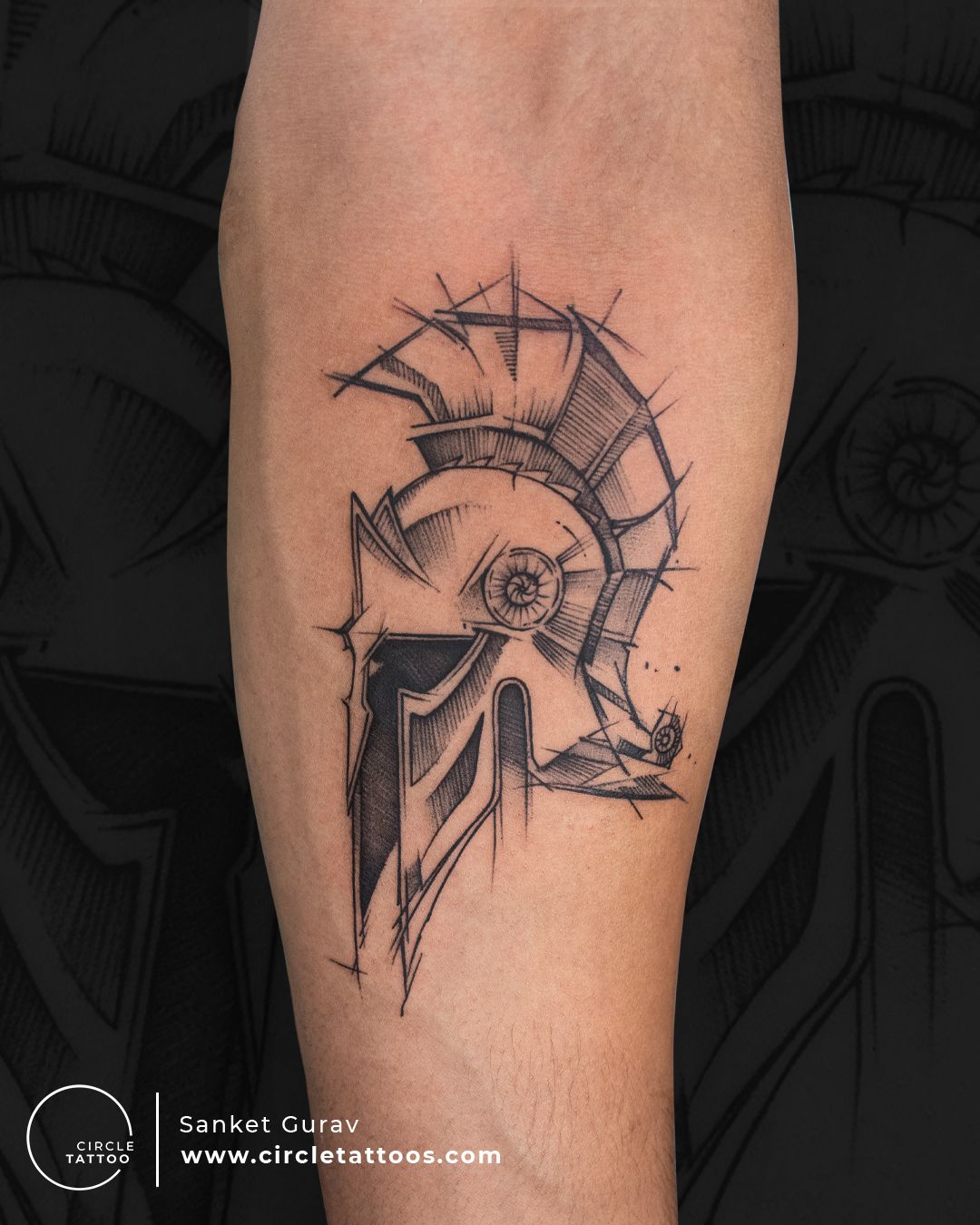 Outline Greek Warrior Helmet Tattoo Design free image download