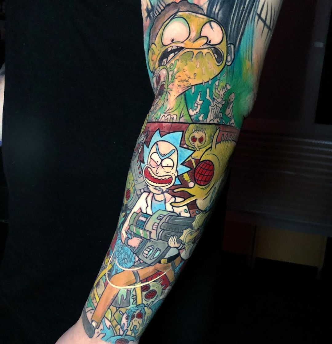 Rick and Morty Galaxy Tattoo  Galaxy tattoo Hand tattoos for guys Rick  and morty tattoo